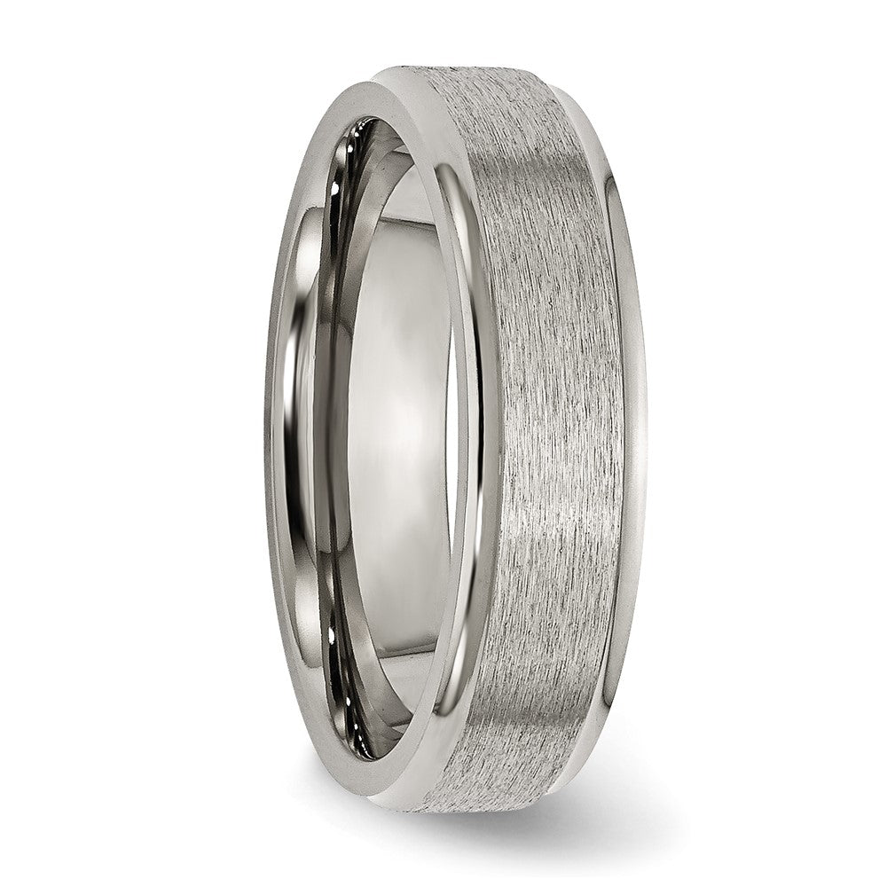 Titanium Brushed Center 6mm Ridged Edge Band Size - 7.5