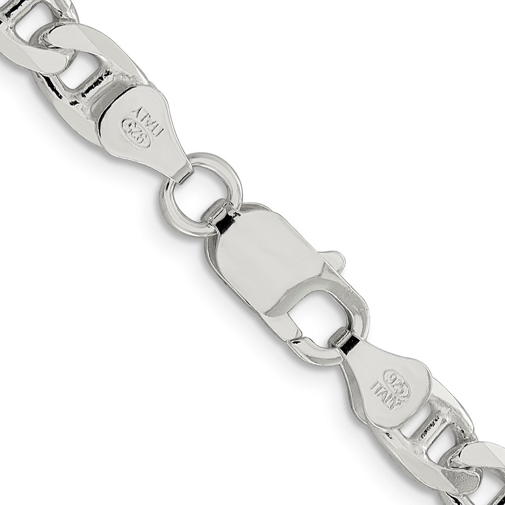 Sterling Silver 6.5mm D/C Flat Anchor Curb Chain 22 Inches