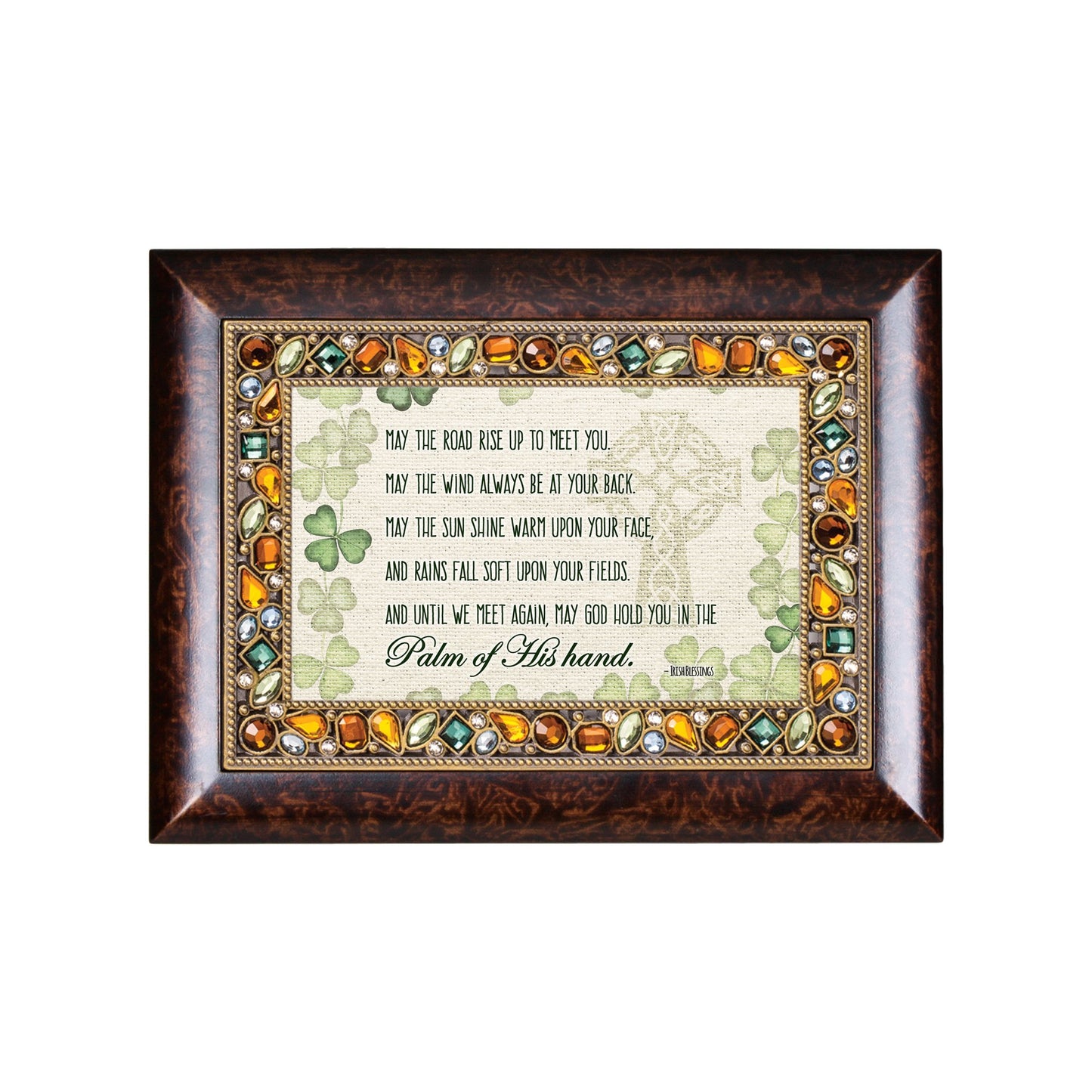 8" Brown and Green "MAY THE ROAD RISE" Wind Up Music Box