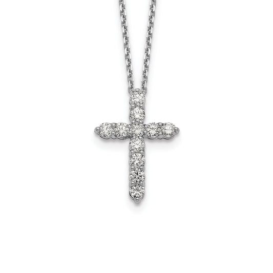 Primal Gold 14 Karat White Gold Diamond Cross 18-inch Necklace