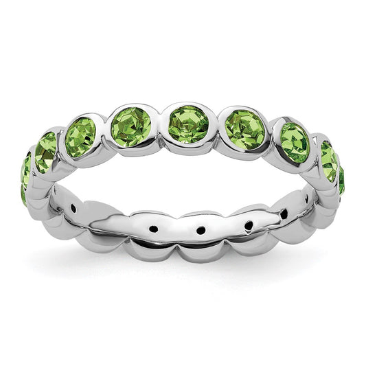 Sterling Silver Stackable Expressions August Crystal Ring Size -6