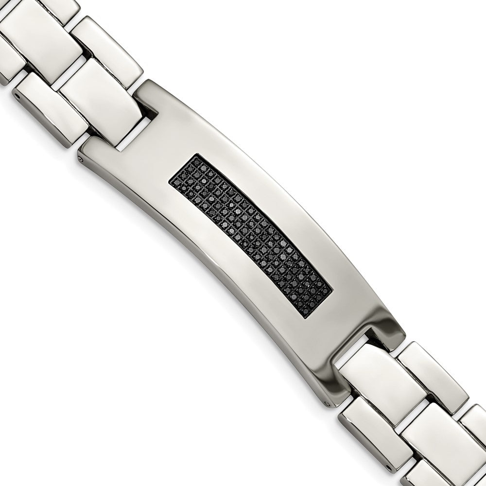 Stainless Steel Polished 1/2ct tw. Diamond 8.25in Bracelet 8.25 inches