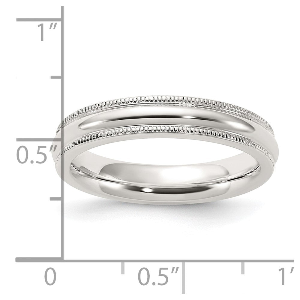 Sterling Silver 4mm Comfort Fit Half Round Milgrain Size 13.5 Band