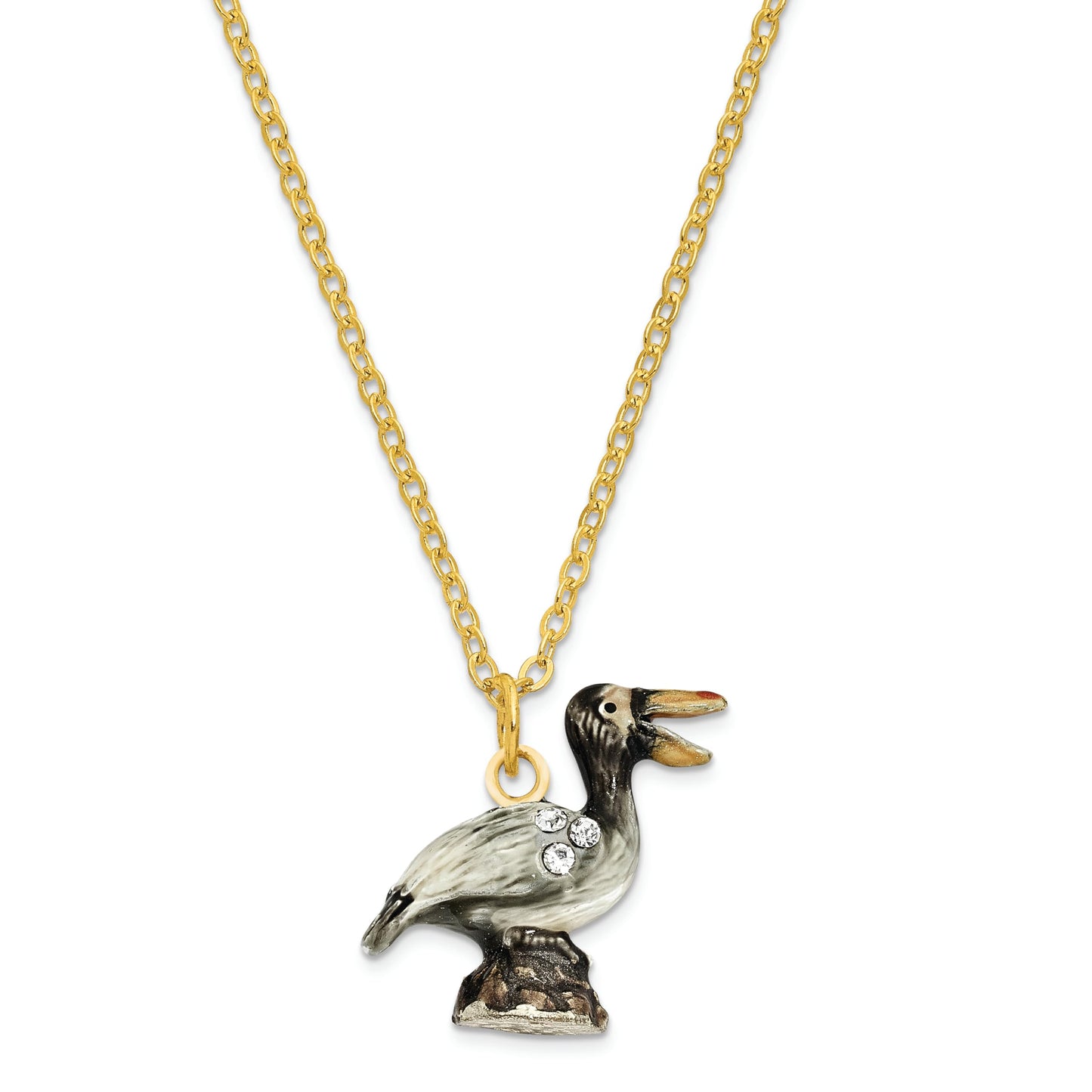 Bejeweled Pelican Trinket Box with Charm Pendant