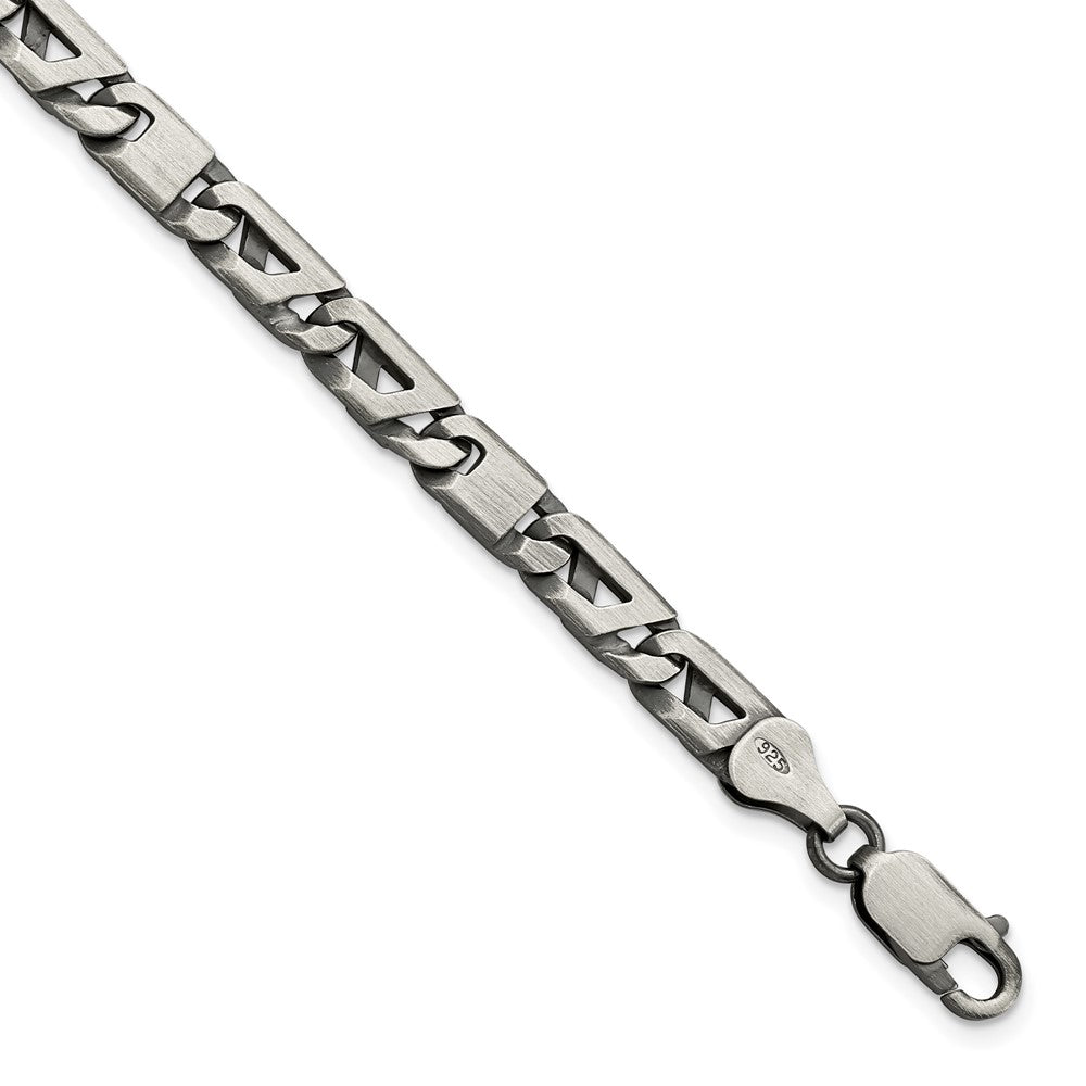 Sterling Silver Antiqued Brushed Link Bracelet 8.25 inches