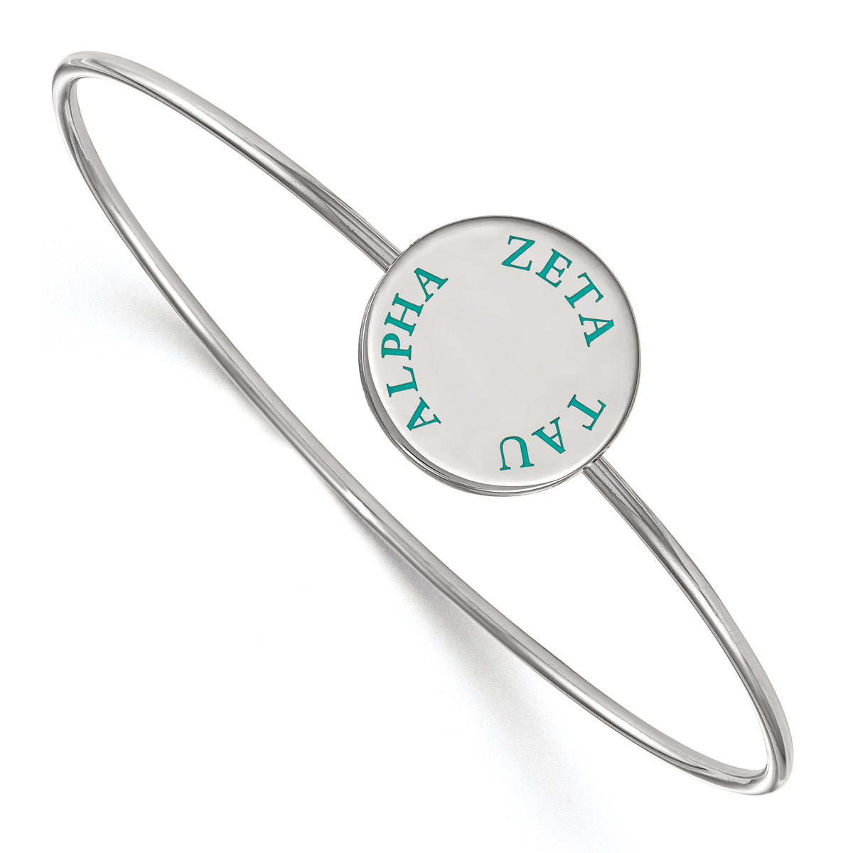 Sterling Silver Official Licensed Greek Sororities Zeta Tau Alpha (ZTA) Enameled Slip-on Bangle