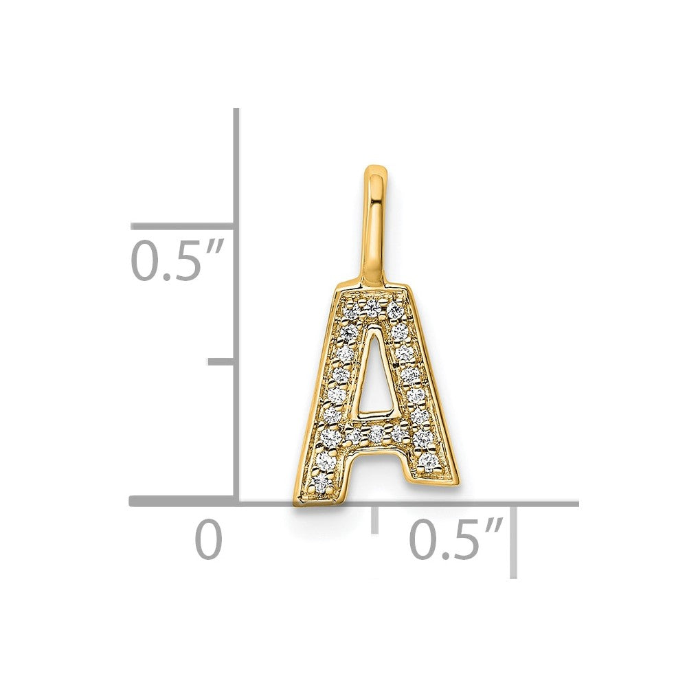 14K Gold Diamond Letter A Initial Pendant