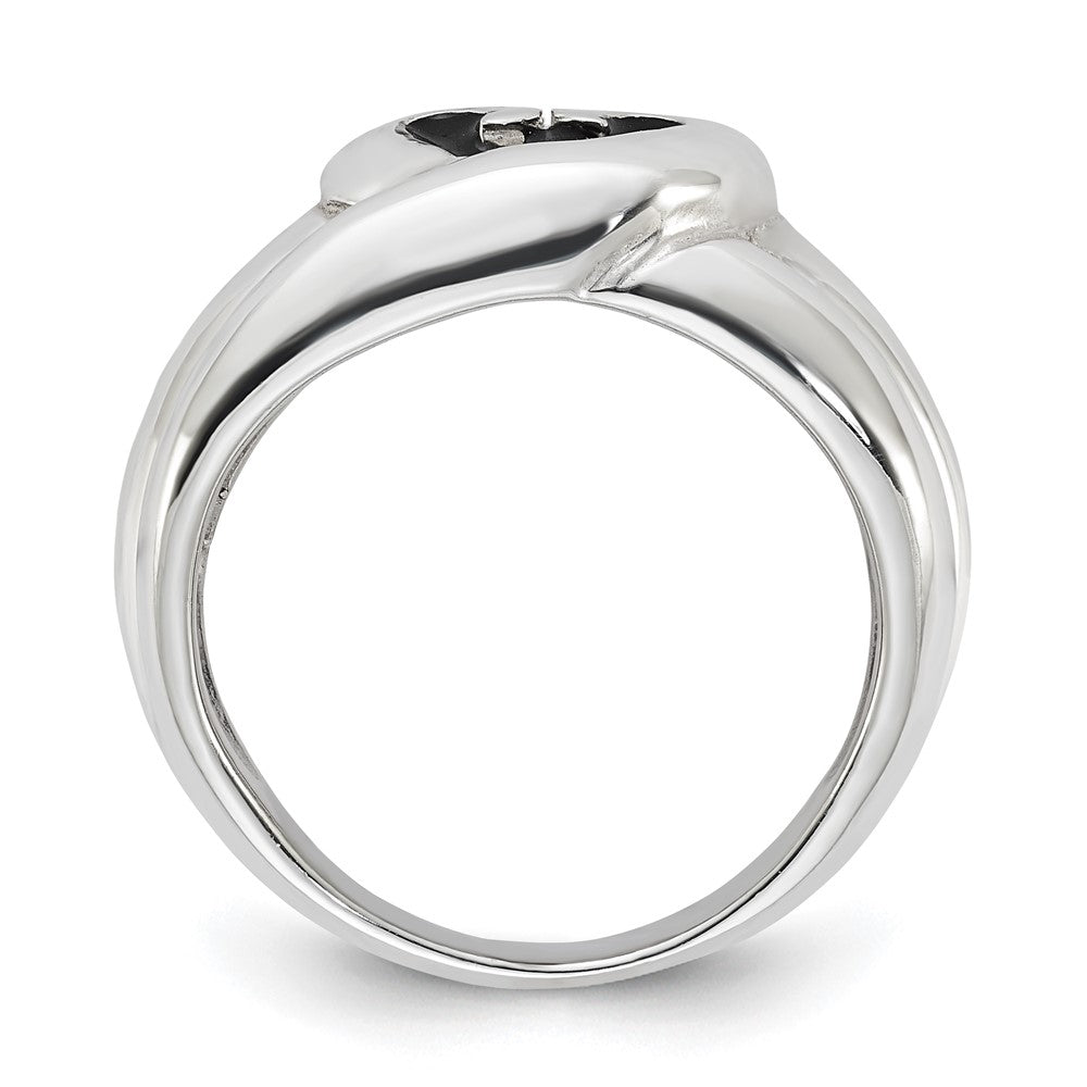 Sterling Silver Fancy Curved Heart Enameled Ring