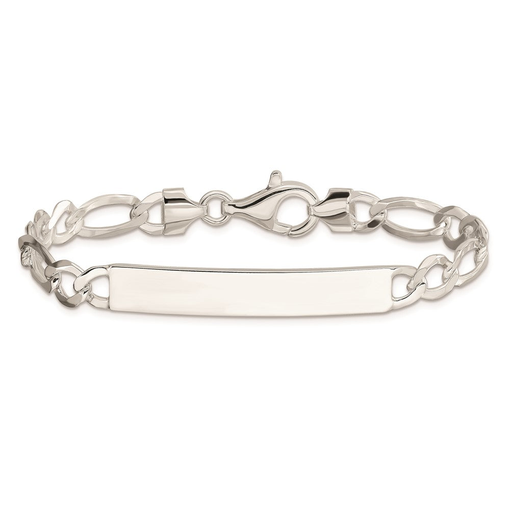 Sterling Silver Figaro Link ID Bracelet 8.5 inches