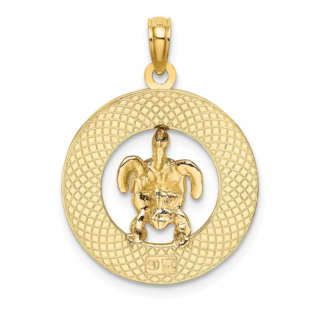 14K Enameled TURKS AND CAICOS with Turtle Circle Charm