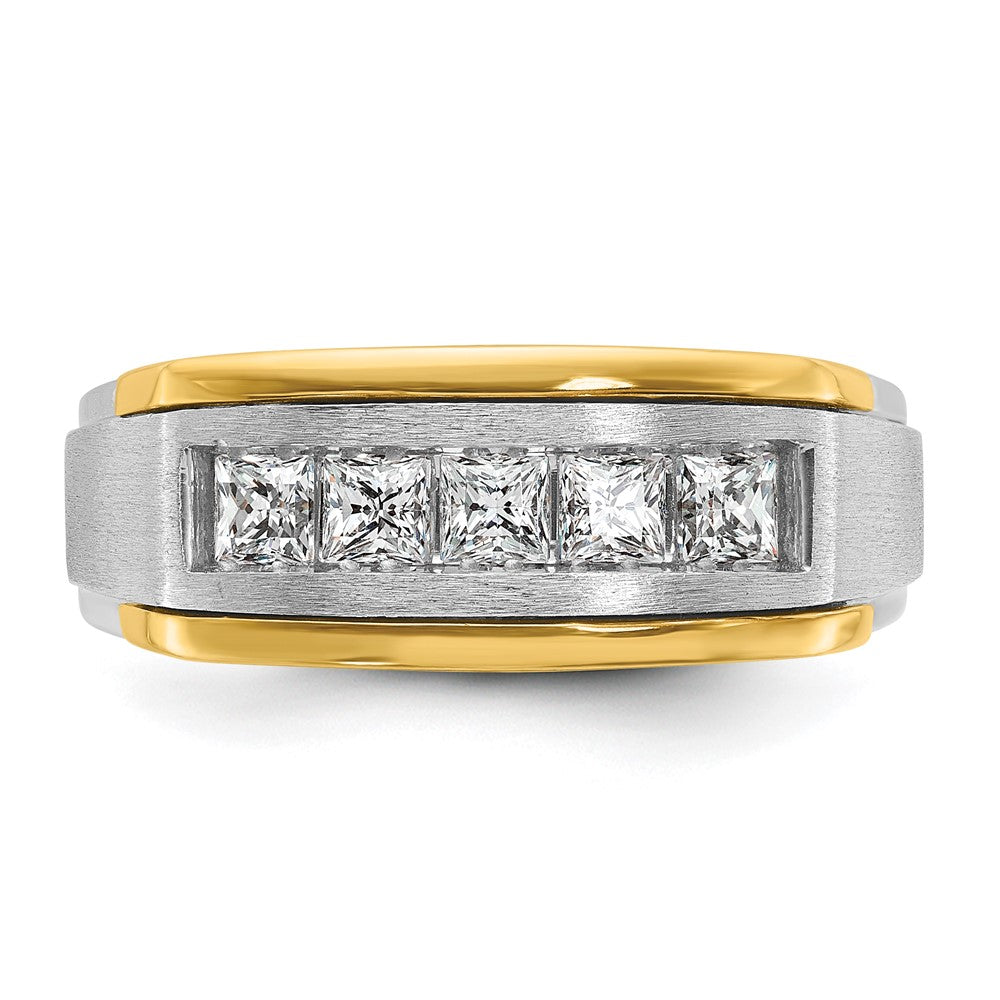 IBGoodman 14k Two-tone 1 carat Lab Grown Diamond VS/SI+ G+ Complete Polished and Satin Men's Ring