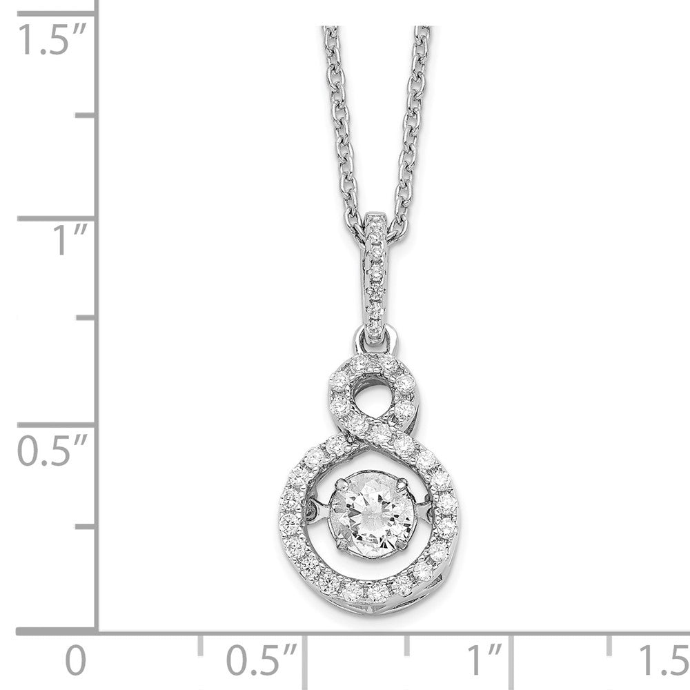 Brilliant Embers Sterling Silver Rhodium-plated 34 Stone with Moving Center Vibrant CZ and Micro Pav‚ CZ Infinity Necklace with 2 Inch Extender 18 Inches