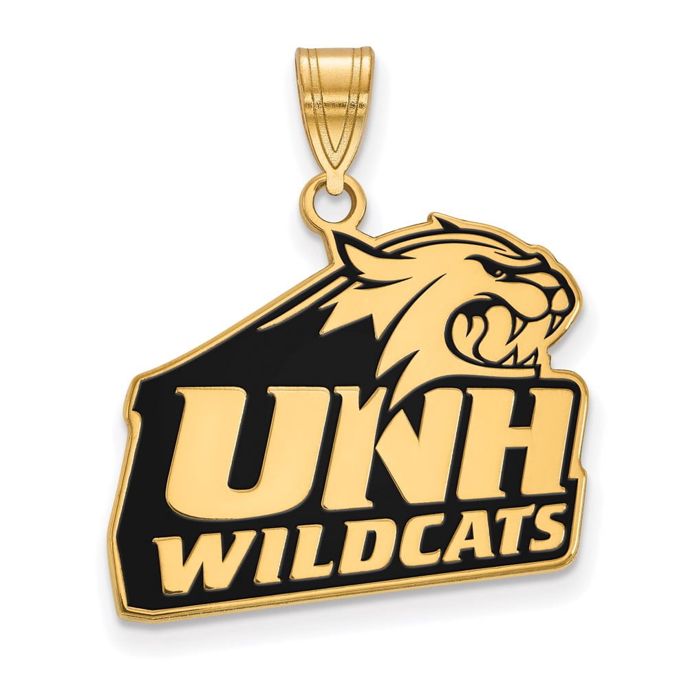 Sterling Silver w/ 14K Yellow Gold-Plated Official Licensed Collegiate University of New Hampshire (UNH) Large Enamel Pendant