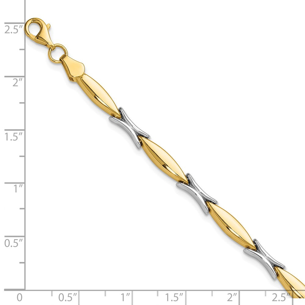 14K Two-tone Polished Fancy Link Bracelet 7.5  inches