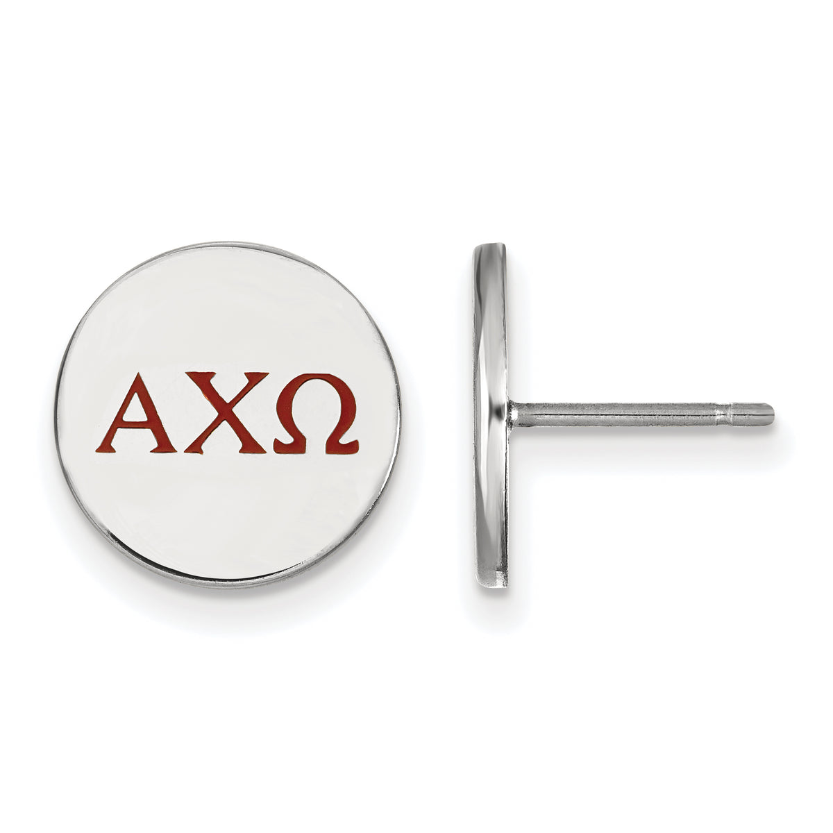 Sterling Silver Official Licensed Greek Sororities Alpha Chi Omega (???) Enameled Post Earrings