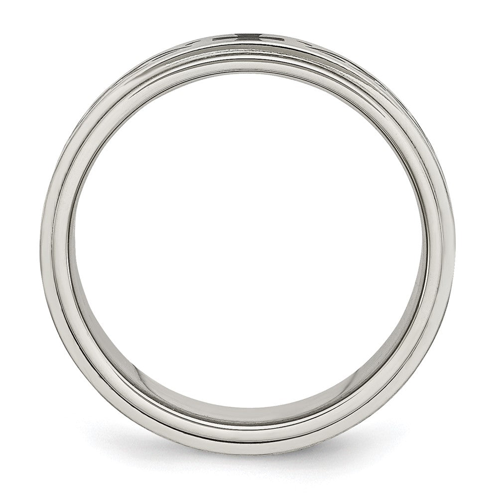 Stainless Steel Brushed/Polished Enamel Rotating Swirl Design 8mm Band Size - 11