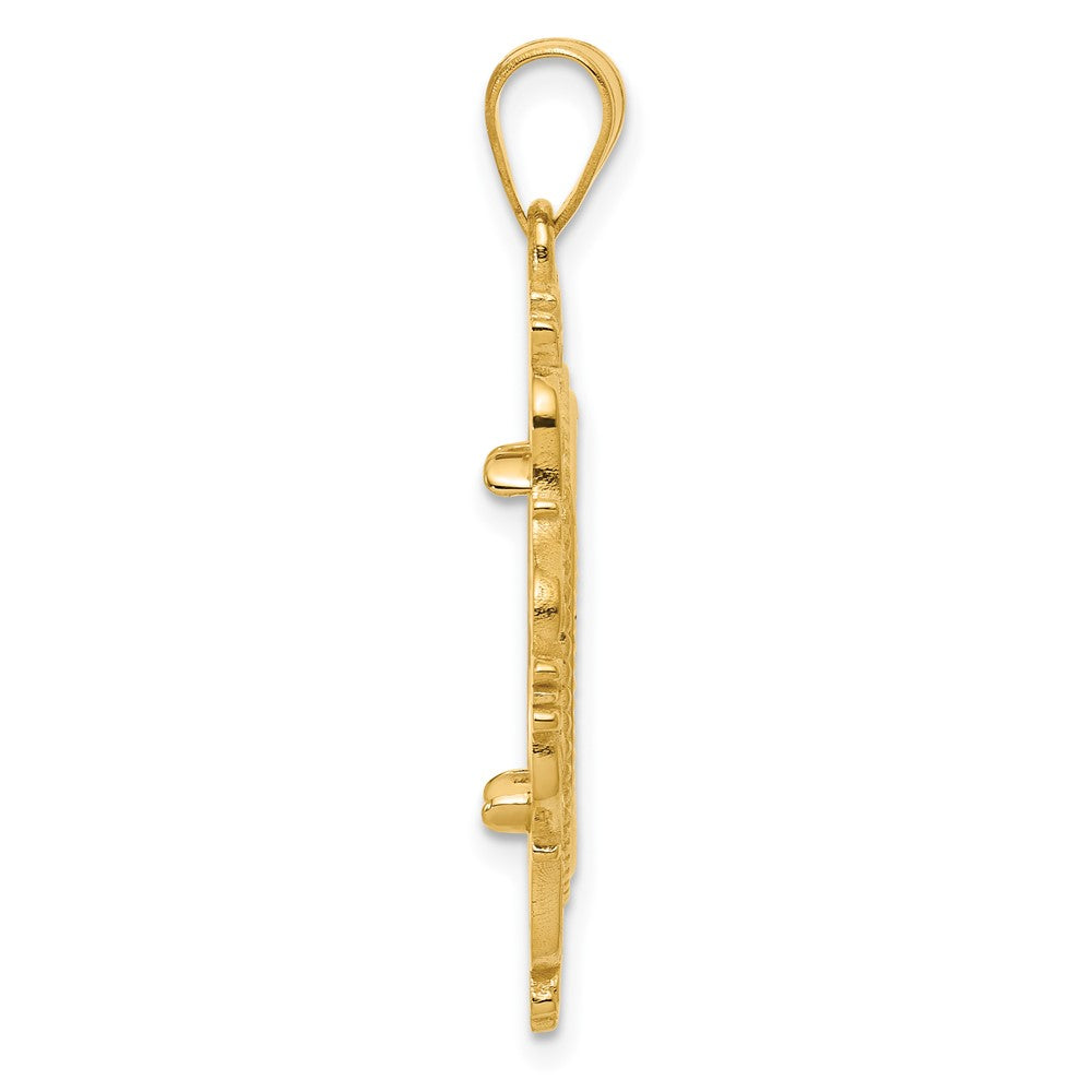 14k Diamond Cut Victorian with 16.5mm Prong Coin Bezel Pendant