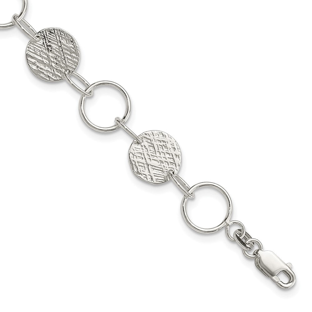 Sterling Silver Fancy Circle Bracelet 7.5 inches