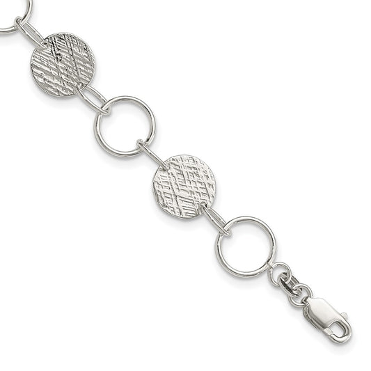 Sterling Silver Fancy Circle Bracelet 7.5 inches