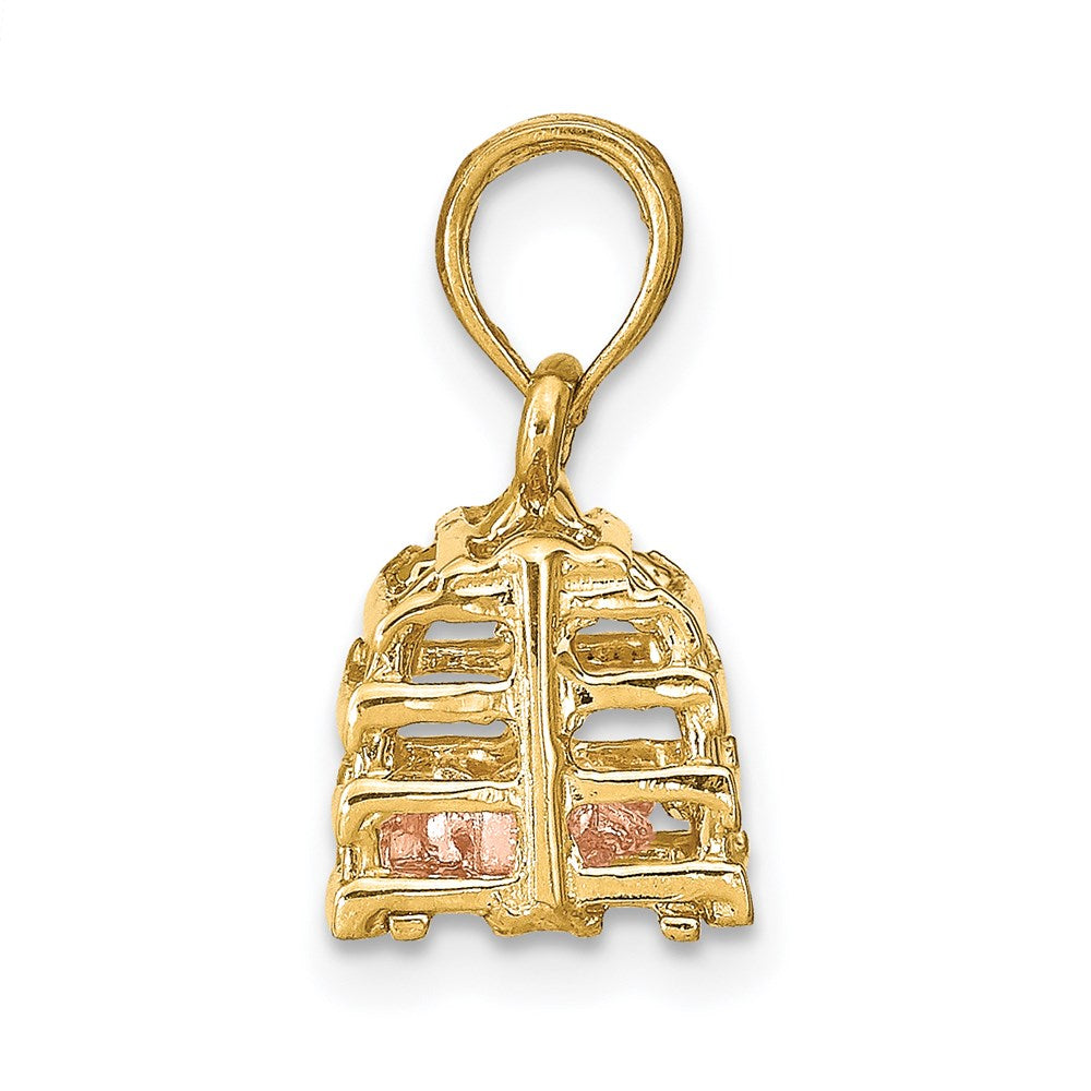 14K Two-Tone Moveable 3-D Lobster(Pink)In Trap