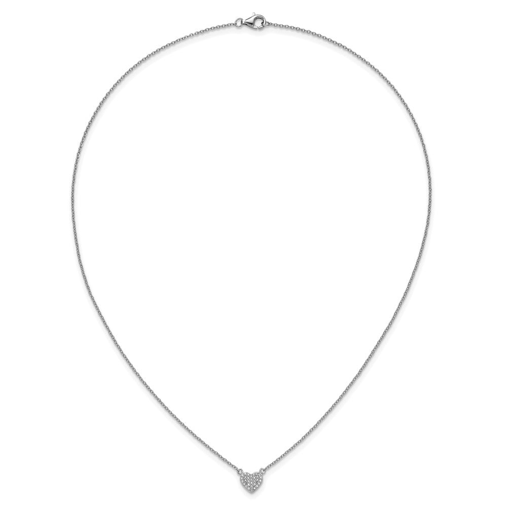 Cheryl M Sterling Silver Rhodium-plated Polished Pave CZ Heart Necklace 18 Inches