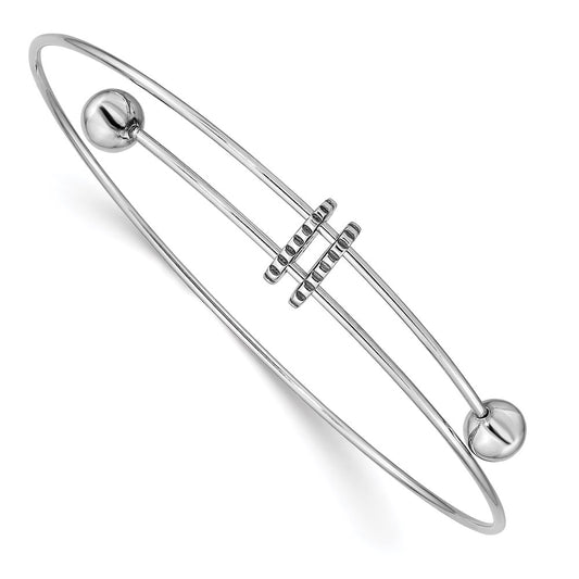 Sterling Silver Rhodium-plated Polished Expandable Bangle 8 inches