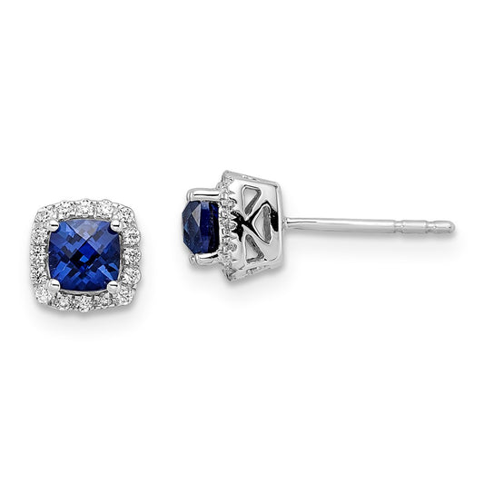 10kw ANT Created Blue Sapphire and Diamond Earring