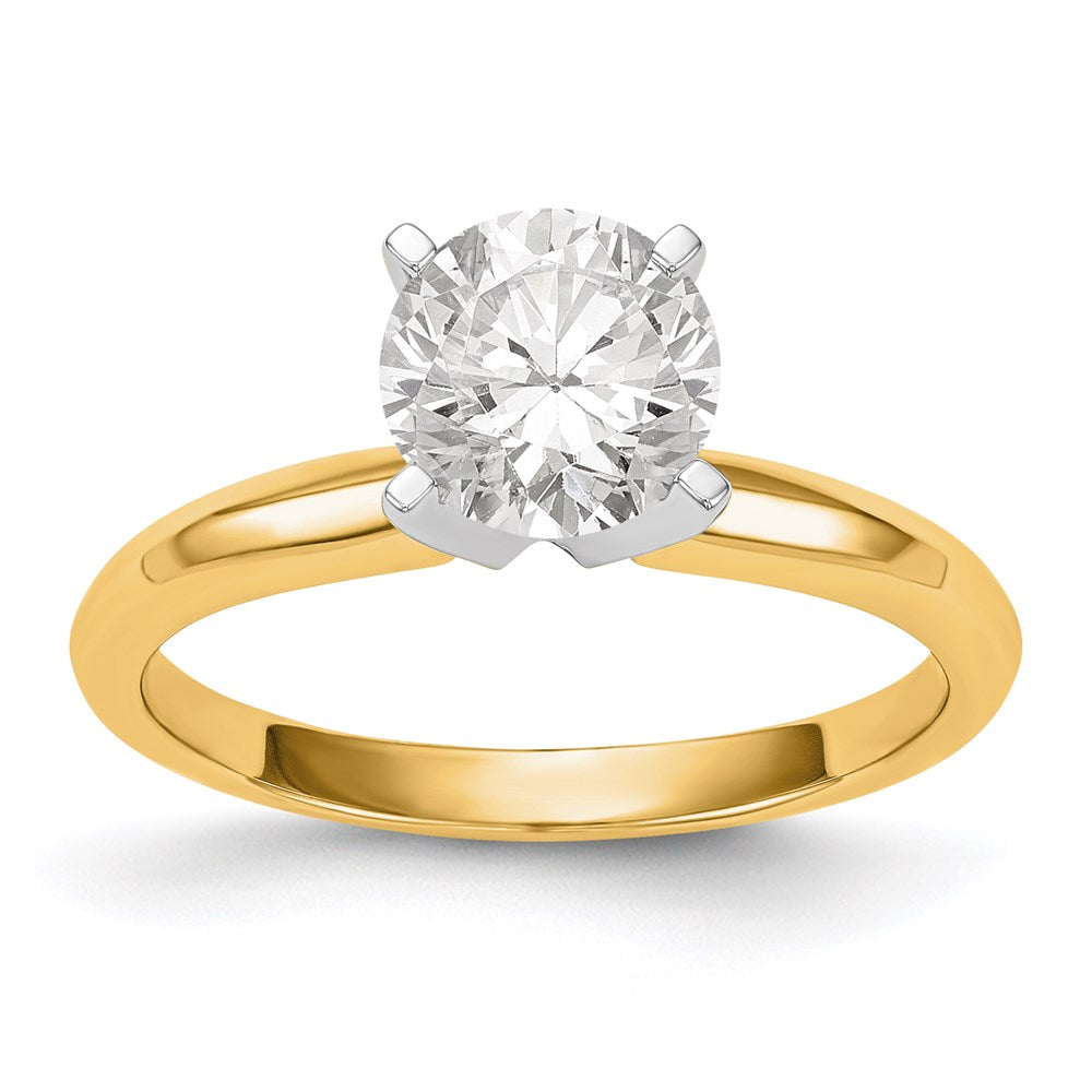 14k Two-Tone 1 carat Lightweight Knife Edge/Half-Round 4-Prong Round Solitaire Ring Mounting