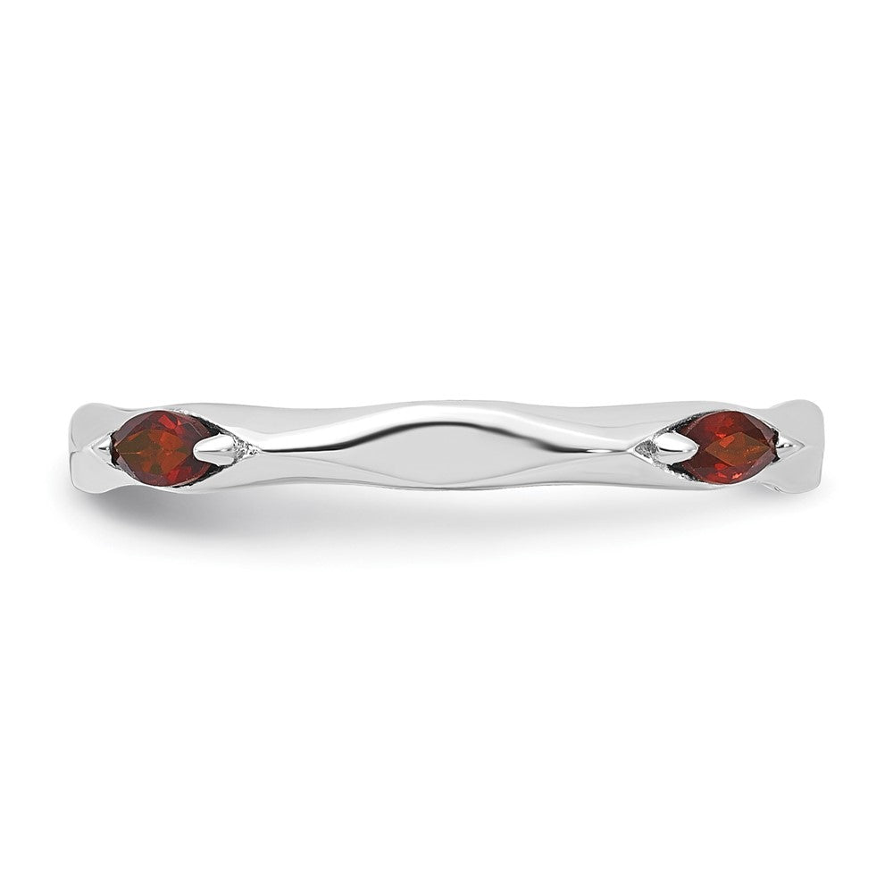 Sterling Silver Stackable Expressions Rhodium-plated Garnet Ring Size -7