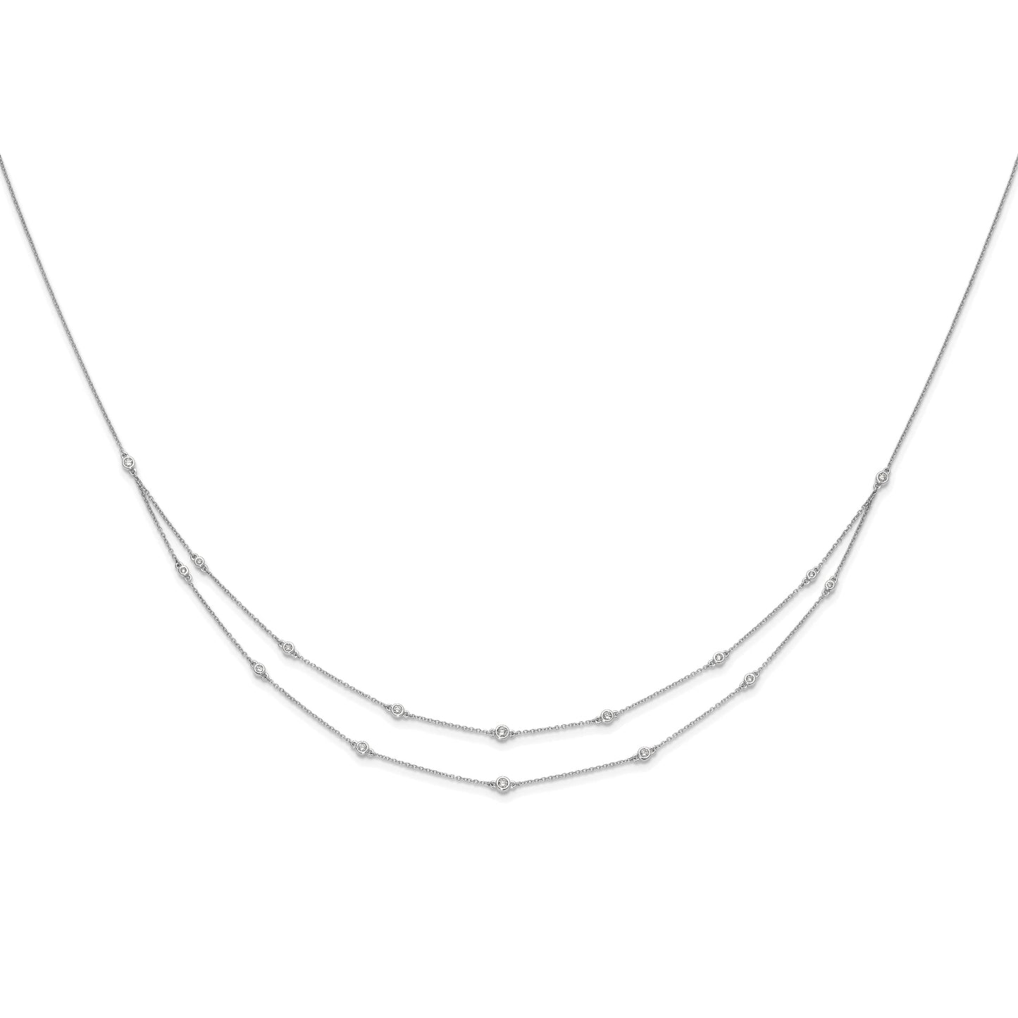 14k White Gold Complete 1/2 carat Diamond Multi-Station Double Strand 18 inch Necklace