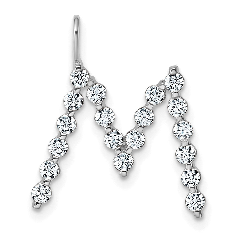 True Origin 14k White Gold 5/8 carat Lab Grown Diamond VS DEF Alphabet M Pendant