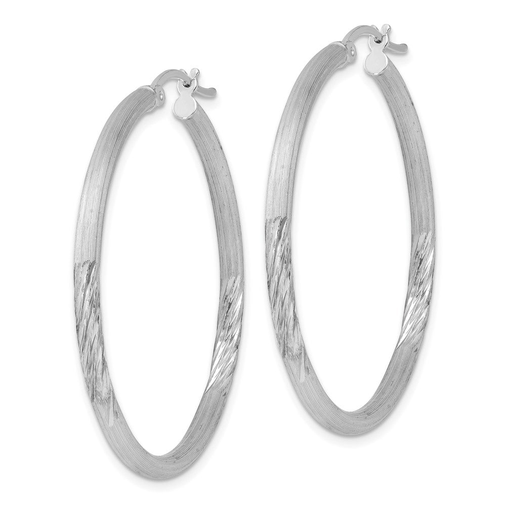 Sterling Silver Rhodium-plated 5mm Round Hoop Earrings