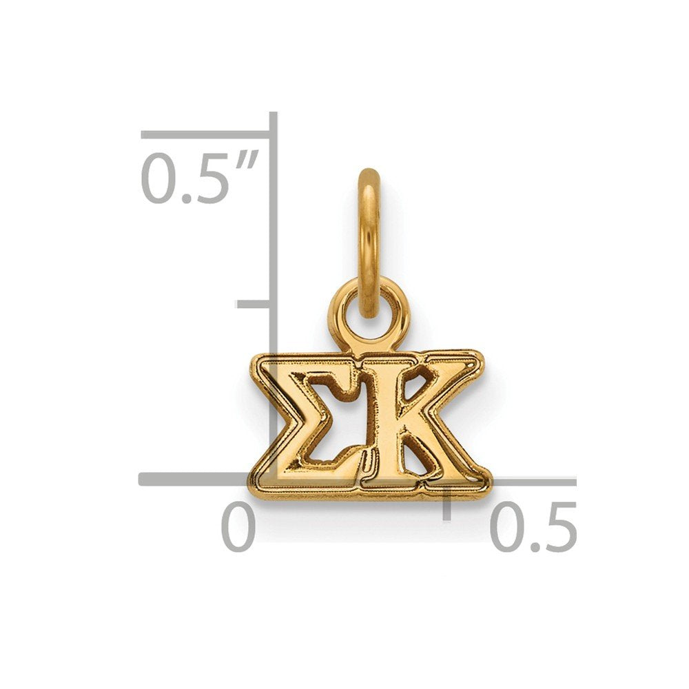 Sterling Silver w/ 14K Yellow Gold-Plated Official Licensed Greek Sororities Sigma Kappa (??) XS Pendant