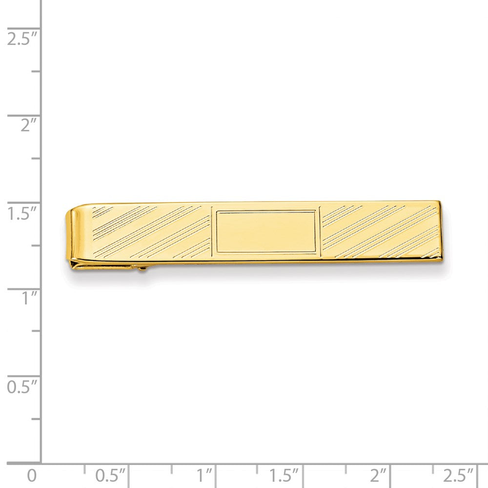 Kelly Waters Gold-plated Lined with Center Square Engravable Tie Bar