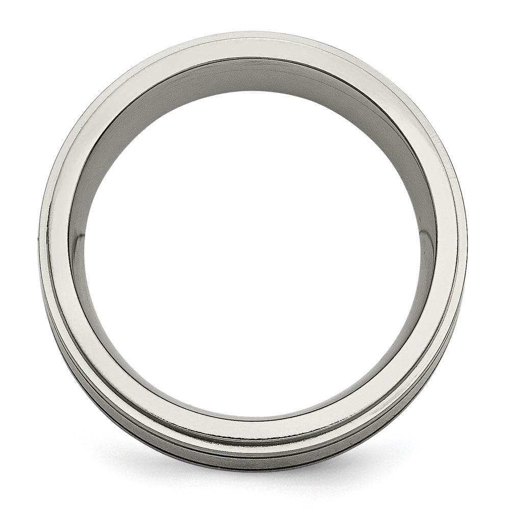 Titanium Polished/Brushed Enameled 1/4ct tw. Diamond 9mm Band Size - 8