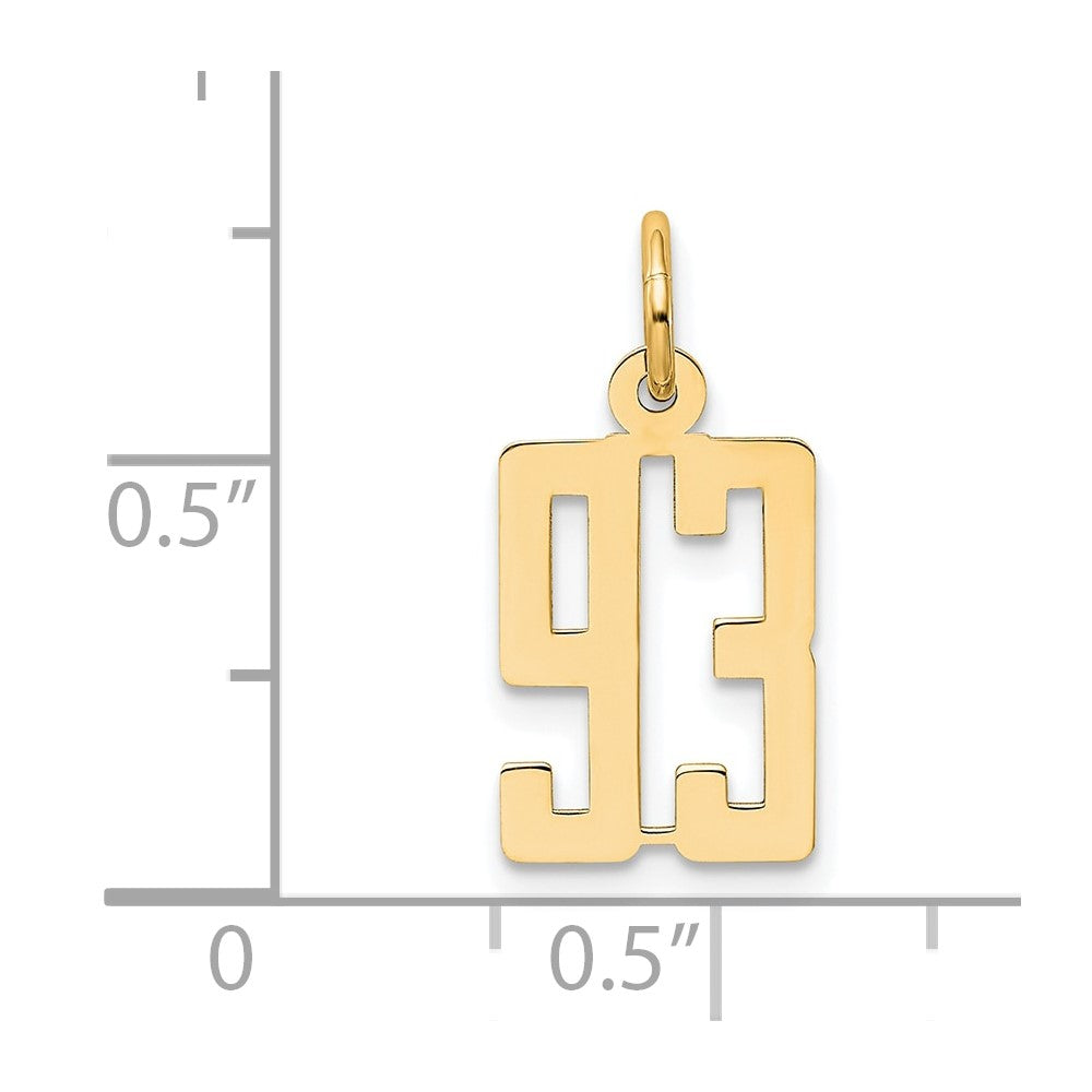 14k Small Elongated Number 93 Charm