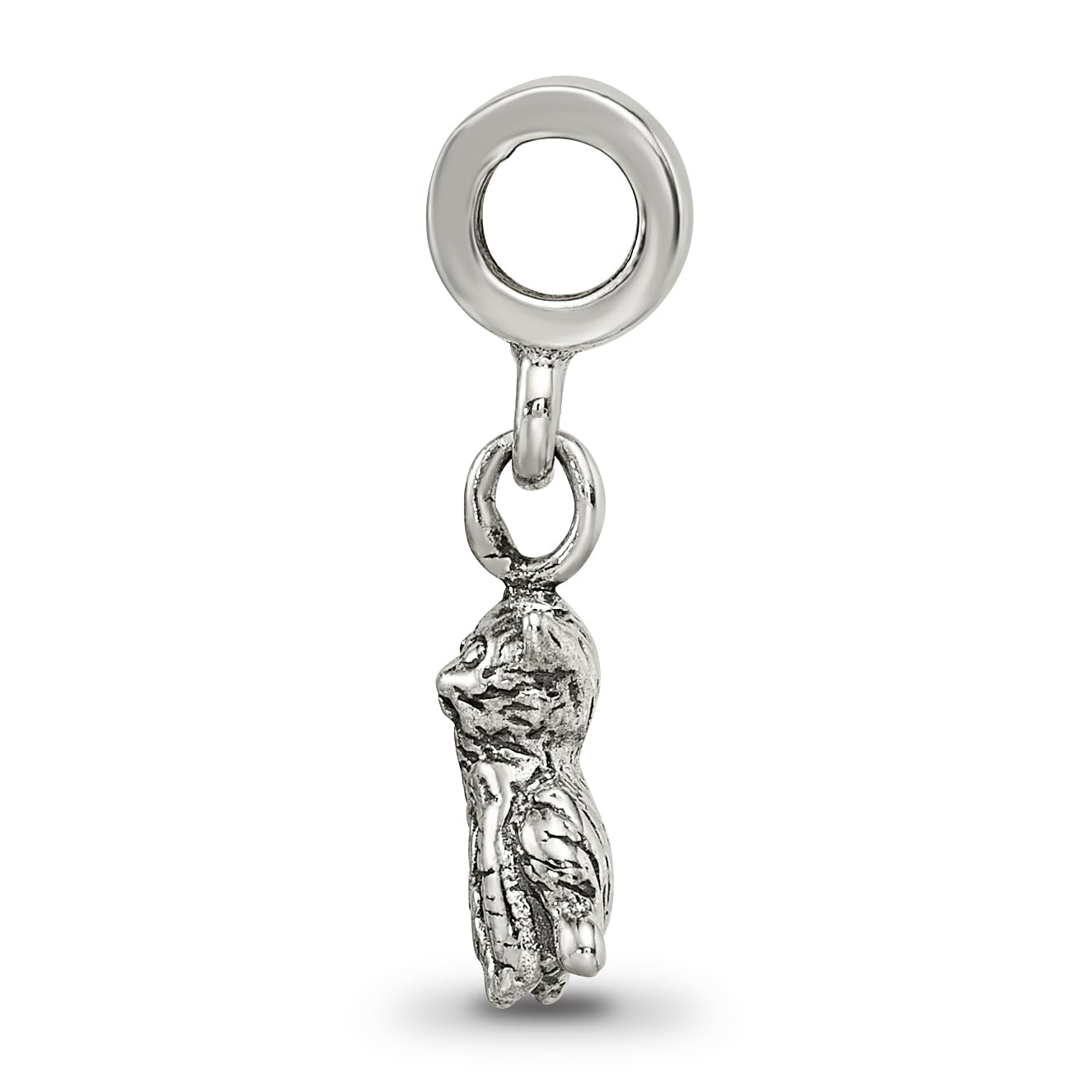 925 Sterling Silver Polished Artisan Oxidized Reflections Cat Dangle Bead Charm 20x5.45mm Wide Pendant Necklace for Wome