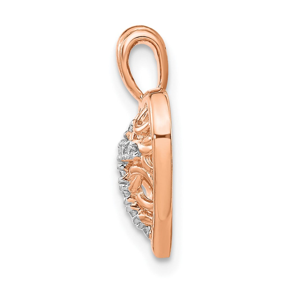 Sterling Silver and Rose-tone with Diamond Cross In Heart Necklace