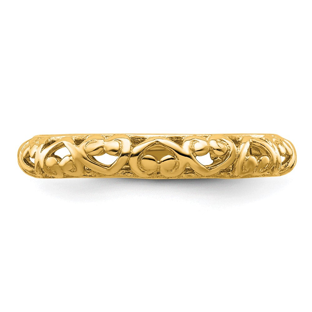 Sterling Silver Stackable Expressions Gold-plated Carved Ring Size -6