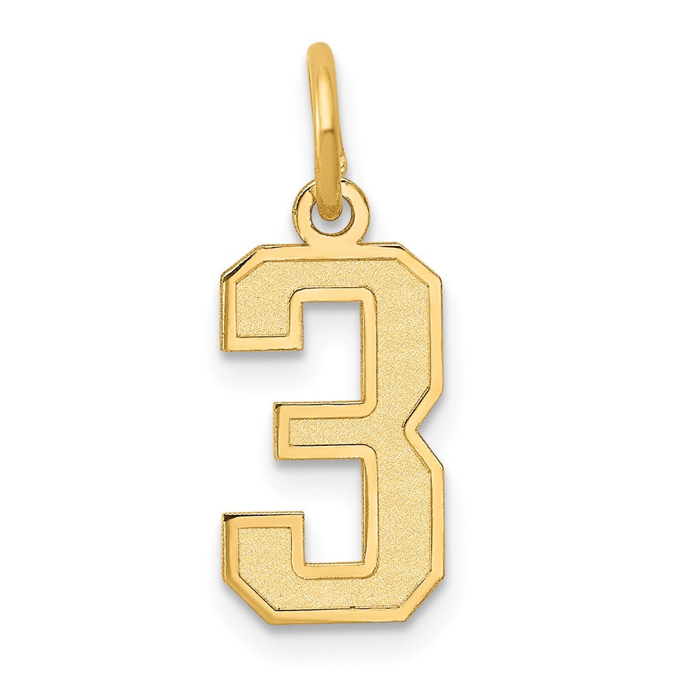 10k Small Satin Number 3 Charm