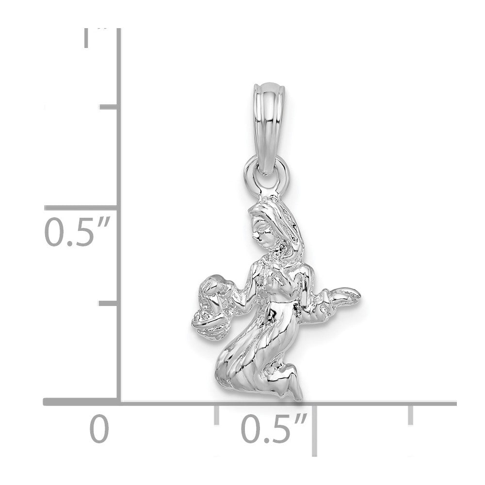 De-Ani Sterling Silver Rhodium-Plated Polished 3D Virgo Zodiac Pendant