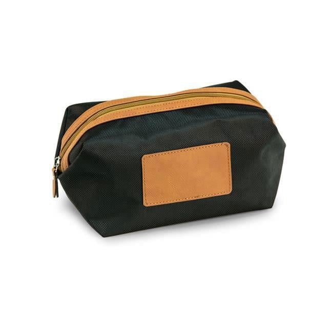 Bey-Berk International UC116N Black Ballistic Nylon & Brown Accents Travel Dopp Kit