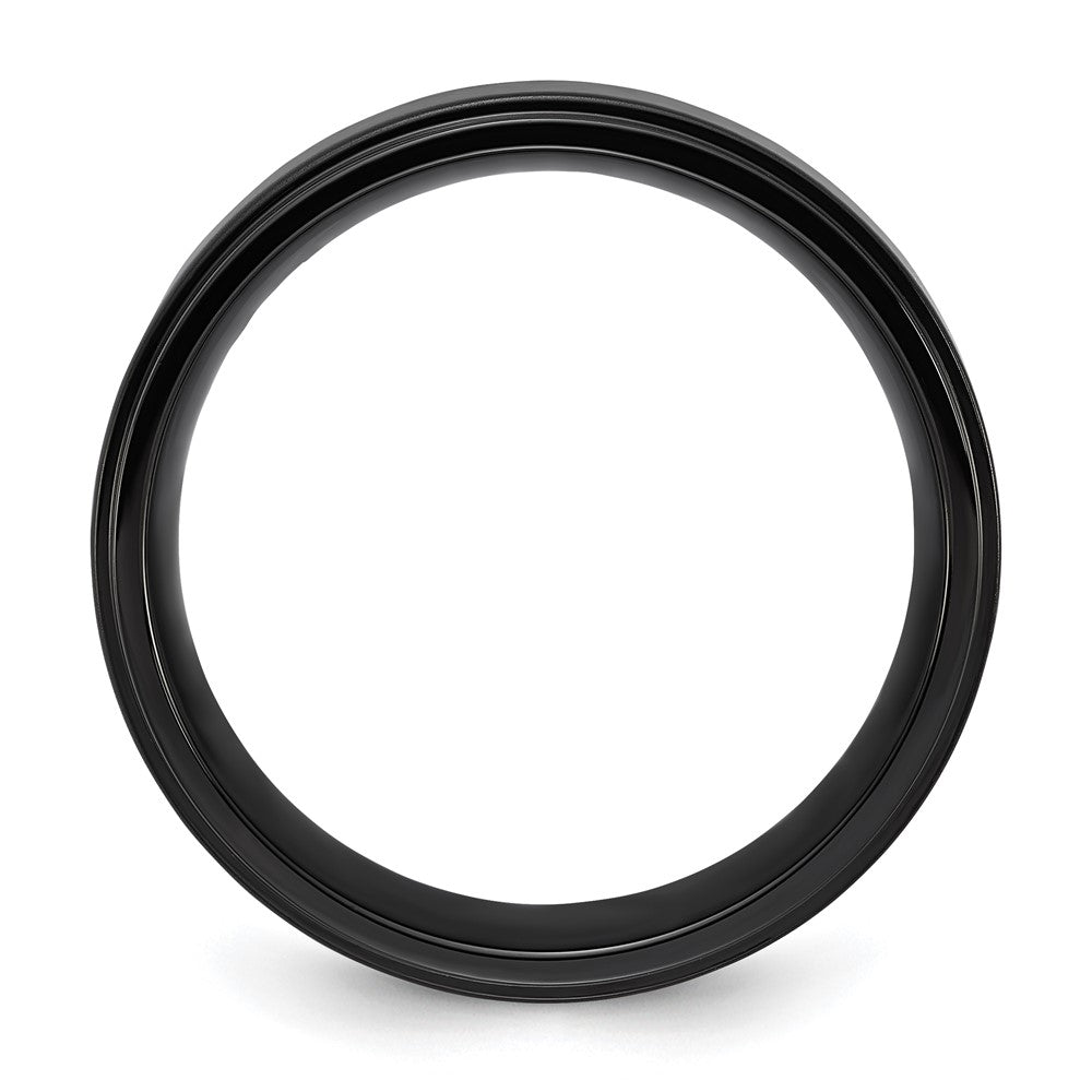 Chisel Stainless Steel Polished Black IP-plated Brushed Center 8mm Band Size - 9.5
