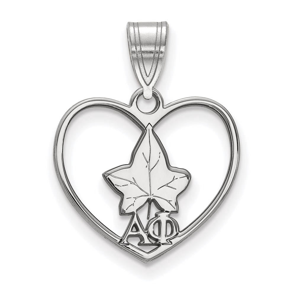 Sterling Silver LogoArt Official Licensed Greek Sororities Alpha Phi (??) Heart Pendant