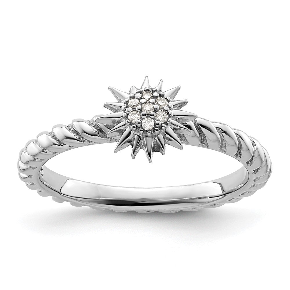 Sterling Silver Stackable Expressions Diamond Star Ring Size -9