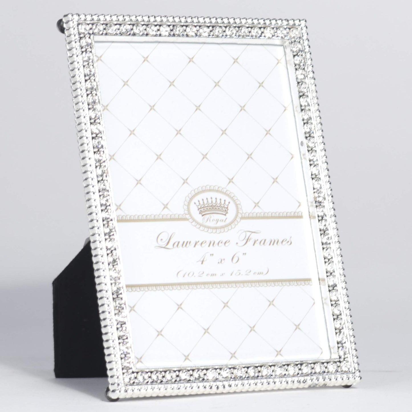 Lawrence Frames 4x6 Sarah Silver Metal Tabletop Picture Frame with Crystal