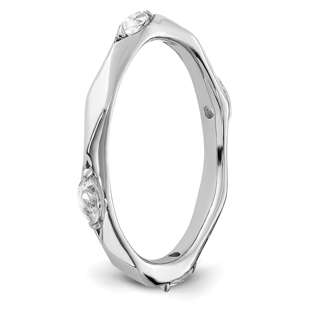 Sterling Silver Stackable Expressions Rhodium-plated White Topaz Ring Size -5