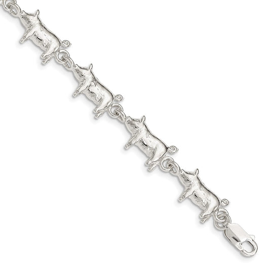 Sterling Silver Pig Bracelet 7 inches