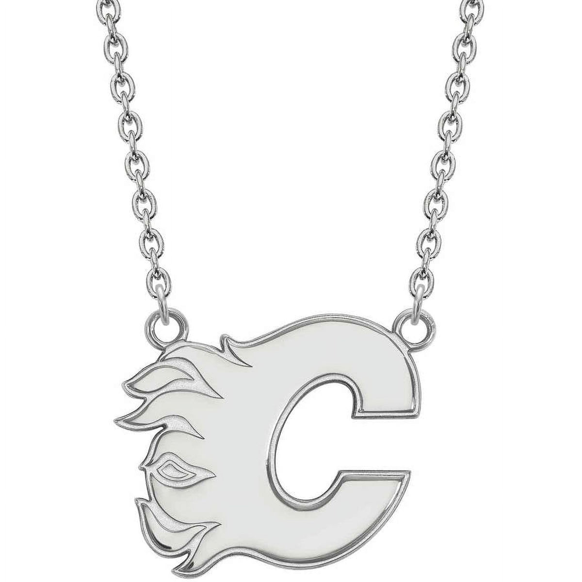 LogoArt NHL Calgary Flames Sterling Silver Large Pendant with Necklace