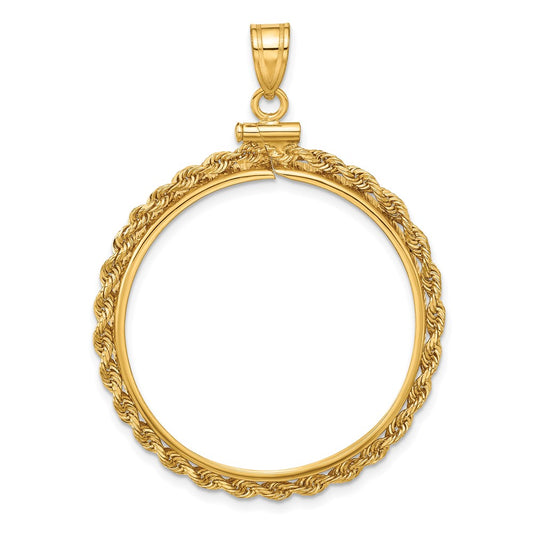 Wideband Distinguished Coin Jewelry 14k Polished Rope 30.0mm x 3.00mm Screw Top Coin Bezel Pendant